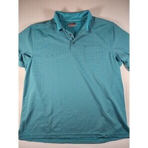 Grand Slam Performance Polo Teal & Black Striped Men's XXL Golf Church Casual